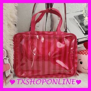 💗RARE {Victoria's Secret} pink striped Travel Hanging Bag💗
